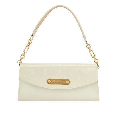 Sunset Boulevard Shoulder Bag, &pound;495, Handbags, White, Patent Leather, Front view